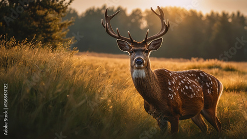 Plakat deer in the field