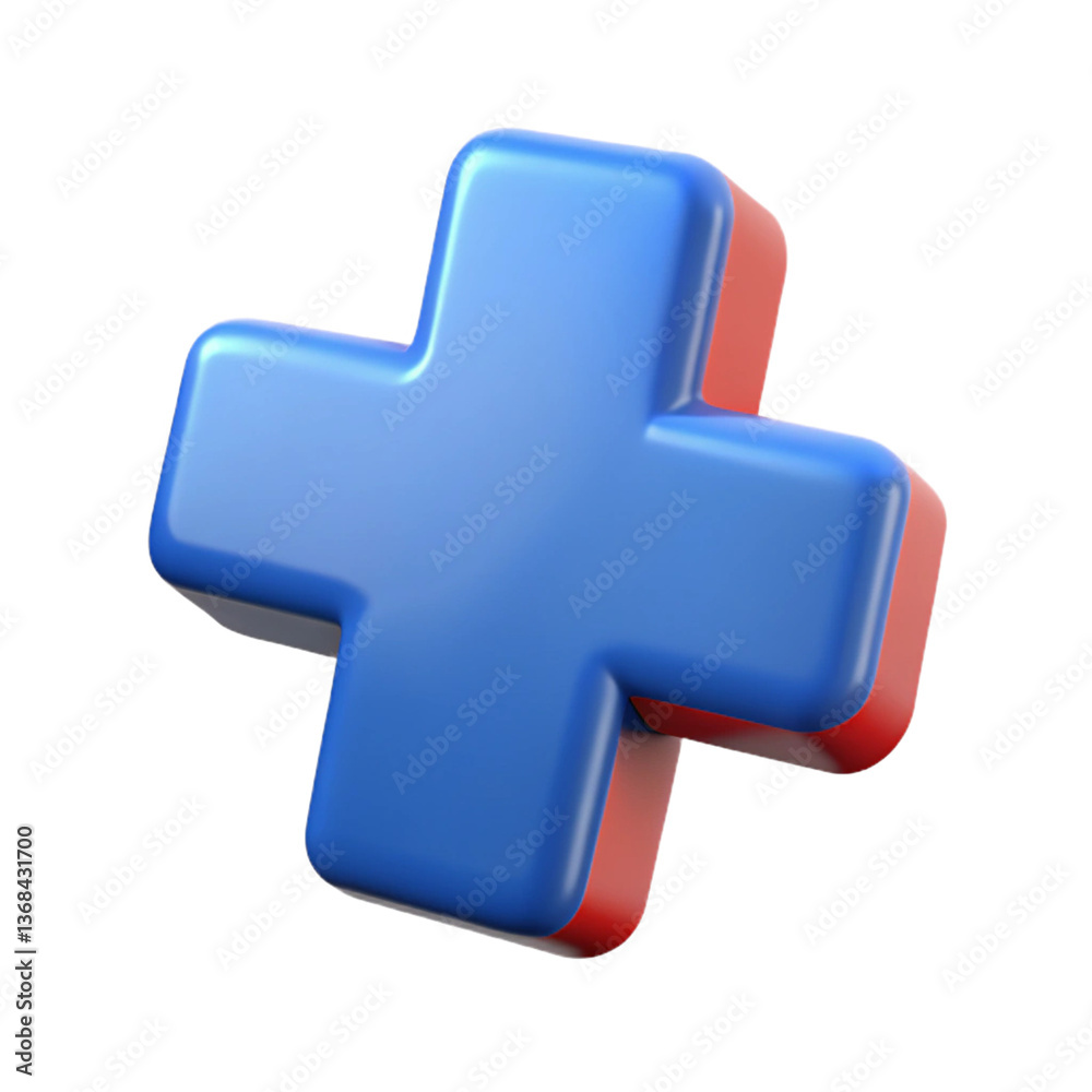Medical cross 3D icon isolated on white background symbolizing health and emergency services Medical cross 3D icon isolated on white background symbolizing health and emergency services