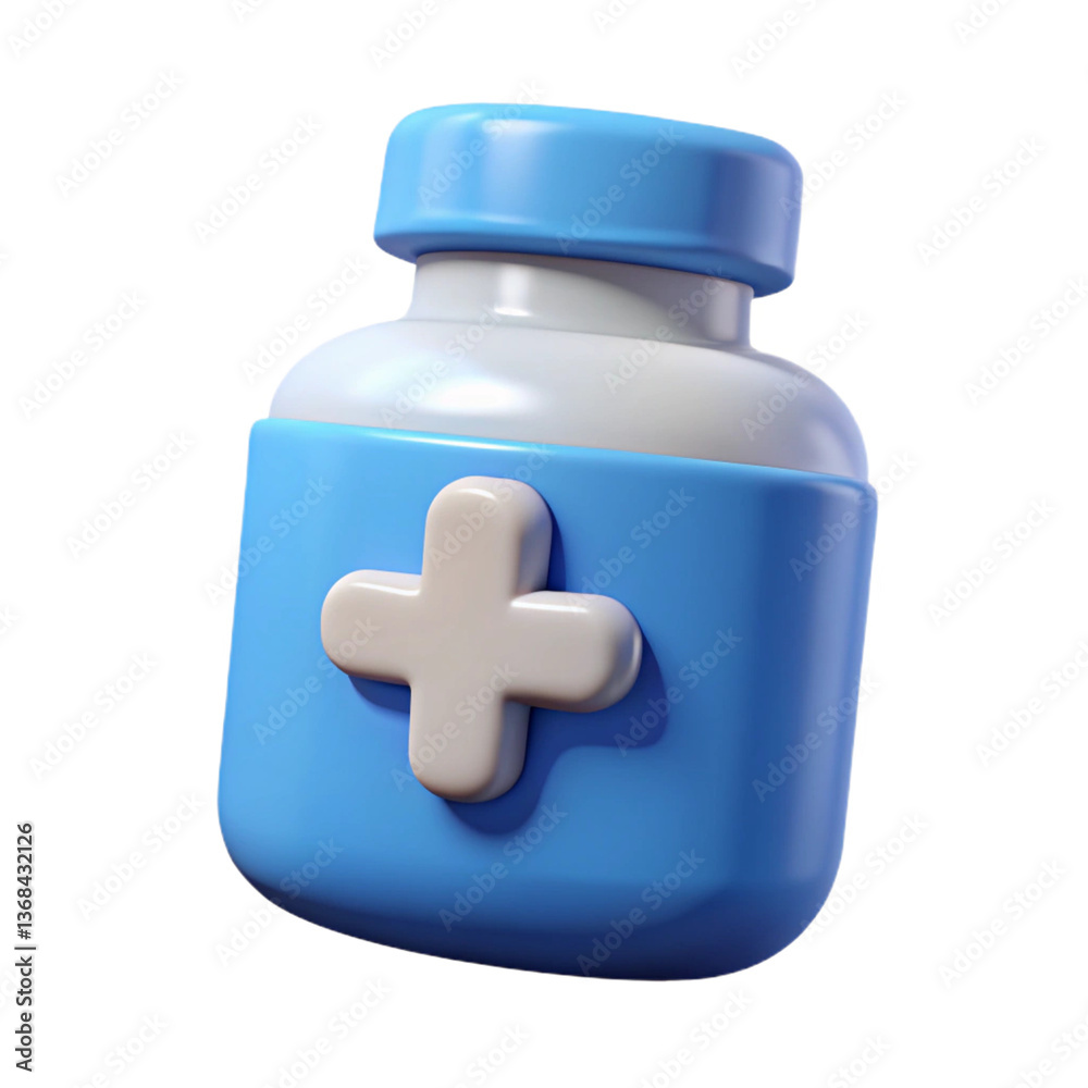 Medicine bottle 3D icon isolated on white background for healthcare and prescription storage Medicine bottle 3D icon isolated on white background for healthcare and prescription storage