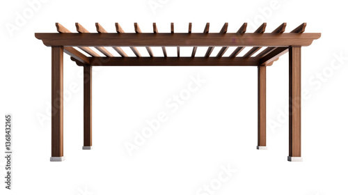 Wooden pergola design, architecture structure element, cut out transparent