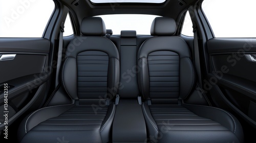 Luxurious black suv interior, immersive comfort and modern design in the front seats