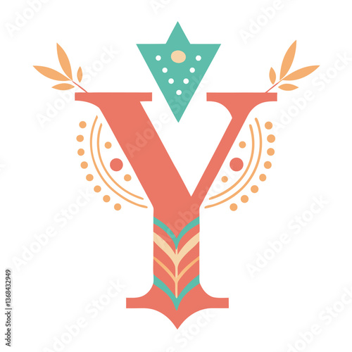 Bohemian Chic Y Letter Vector Logo Design Template Use Any Purpose