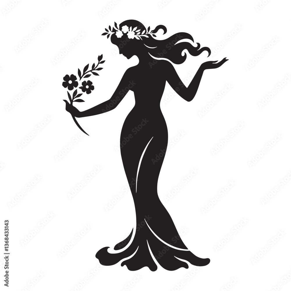 Luminous Persephone silhouette, carrying the essence of spring - Persephone illustration - Persephone vector - Greek goddess silhouette
Luminous Persephone silhouette, carrying the essence of spring - Persephone illustration - Persephone vector - Greek goddess silhouette