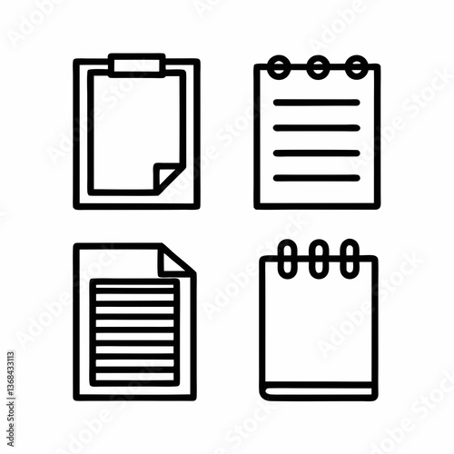Set of Paper Forms Vector Icons.