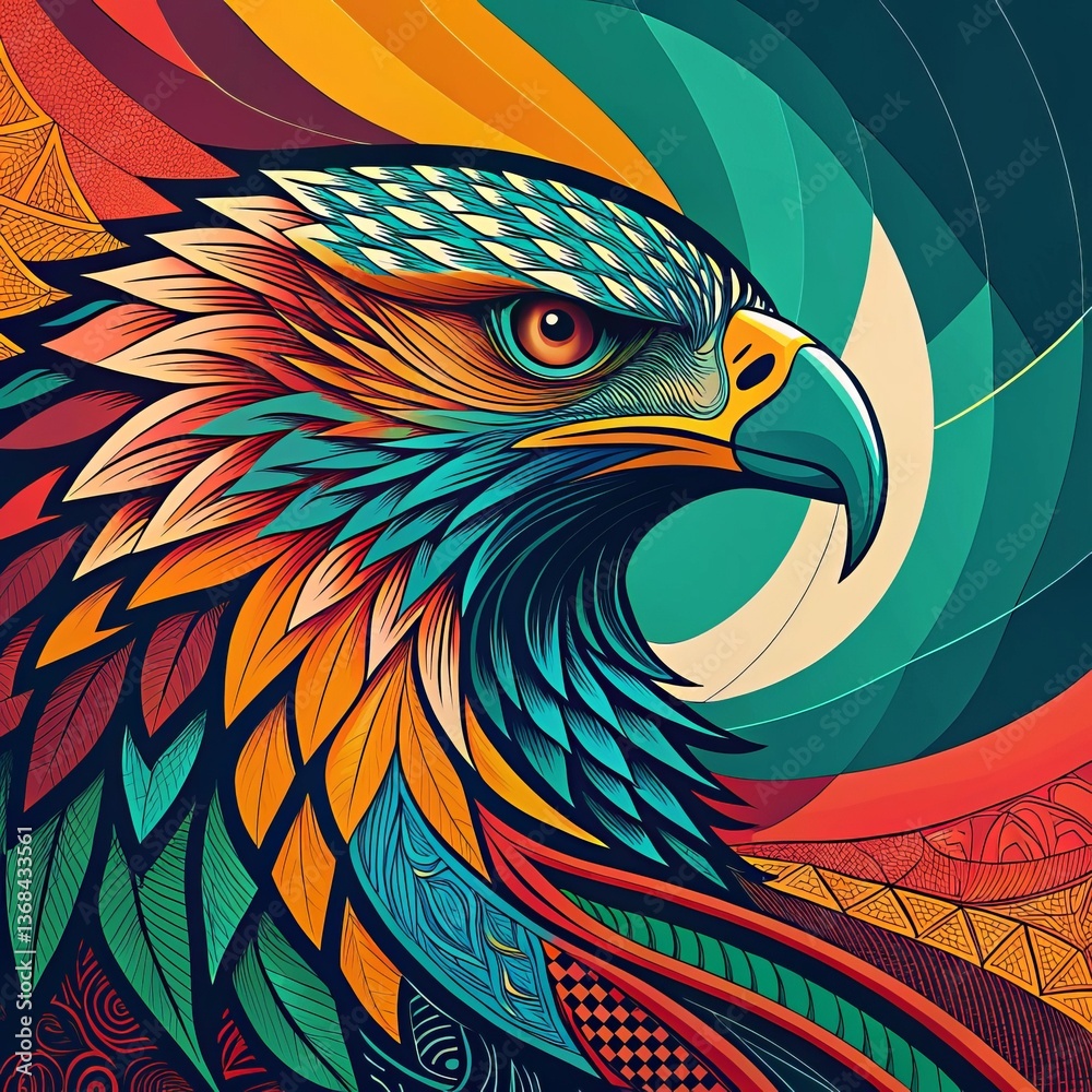 Fototapeta premium abstract colorful background with bird