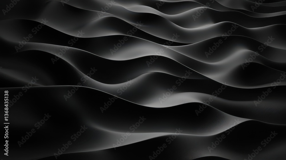 Obraz premium Dynamic interplay of light and shadow in a wave pattern against black background