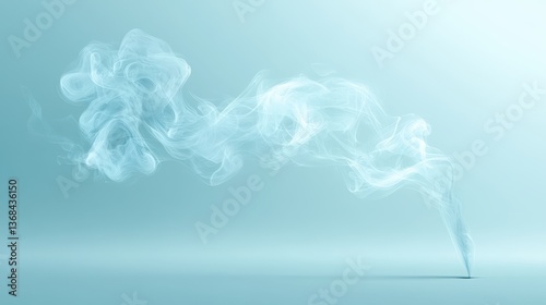 Ethereal white smoke dancing on serene blue backdrop, stunning visual for creative projects