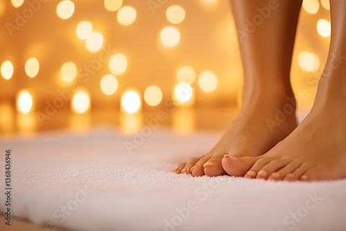 Wallpaper Mural Bare feet on soft towel, warm lights Torontodigital.ca