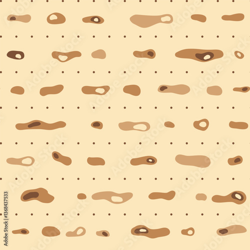 Hand-drawn seamless pattern vector illustration of Matzah square sheet for Spring Israeli Holiday Passover. Traditional Jewish dry bread for seder pesach - Passover meal. Main religious kosher food.