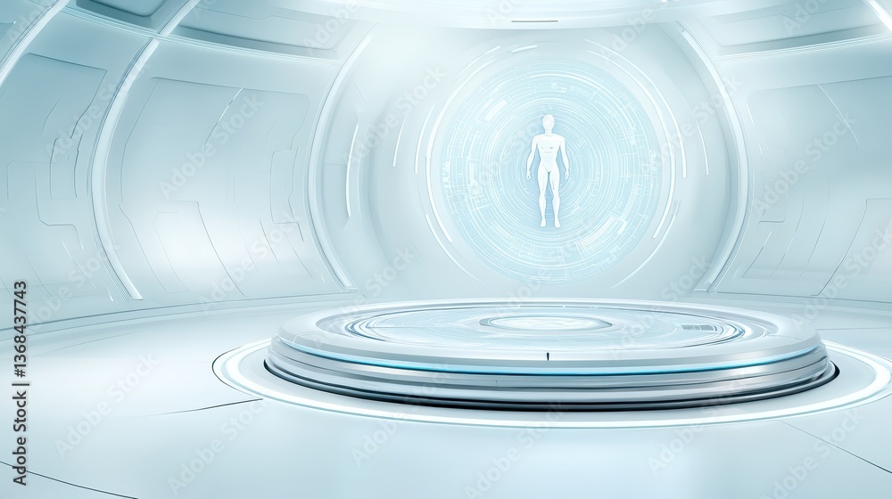 Obraz premium Illuminating the future, stunning futuristic room design with circular light