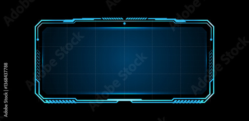 Futuristic HUD screen or technology box blue. Vector illustration