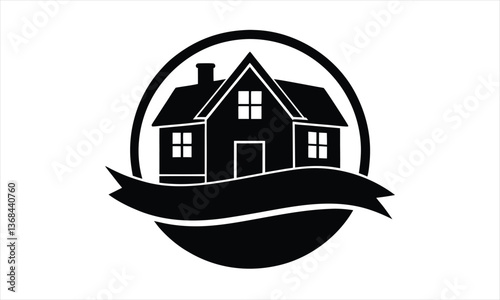  House with Banner in Circle