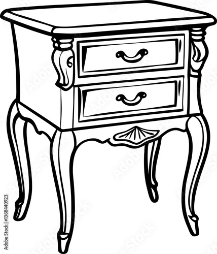 Elegant vintage nightstand with ornate details and drawers for classic home decor