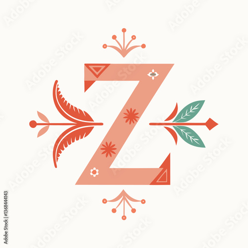 Bohemian Chic Z Letter Vector Logo Design Template Use Any Purpose