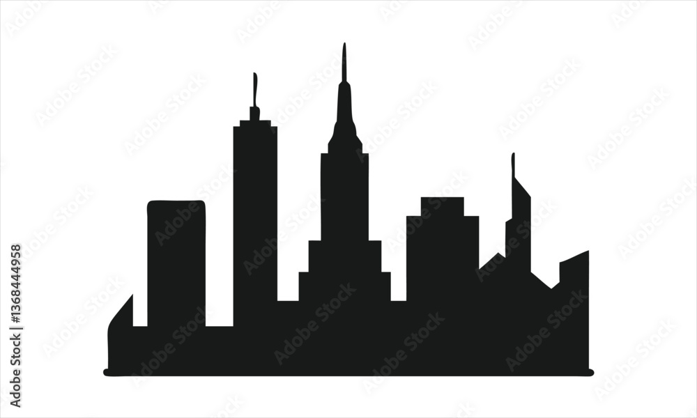 Fototapeta premium Iconic City Skyline Silhouette View