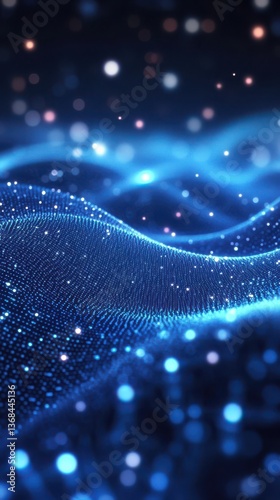 Abstract Digital Wave with Glowing Particles