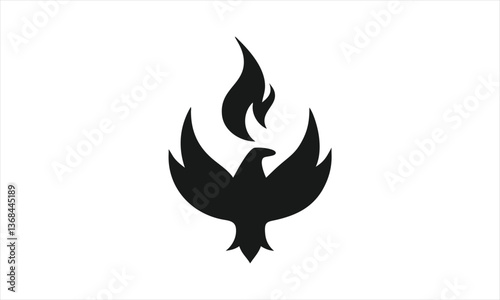 Rising Phoenix in Black Silhouette