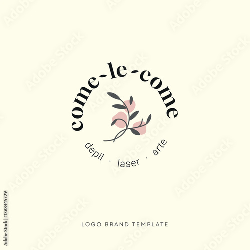Logotype with abstract branches and circle lettering for the beauty industry
