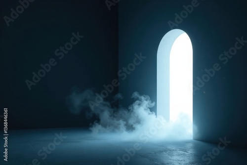 Wallpaper Mural Mysterious Arched Passageway with Ethereal Fog and Bright Light Emitting from Beyond Torontodigital.ca