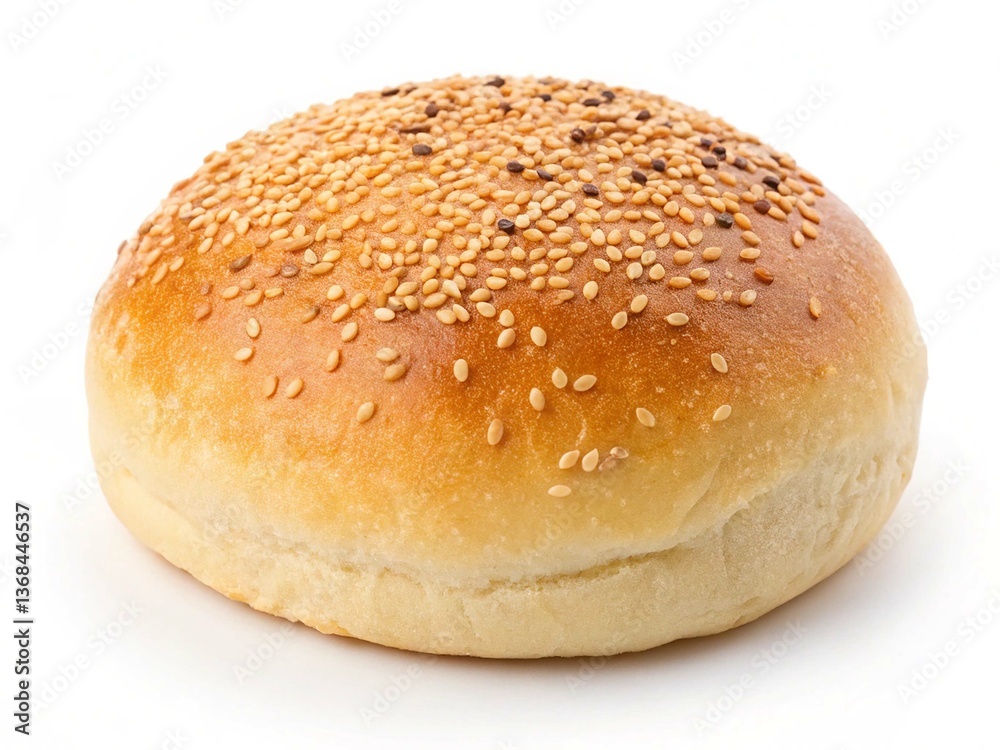 Bread roll covered with sesame seeds isolated on transparent background Bread roll covered with sesame seeds isolated on transparent background