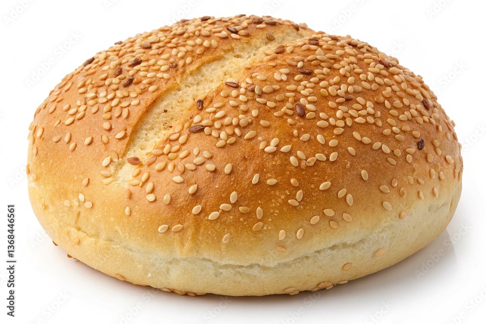 Bread roll covered with sesame seeds isolated on transparent background Bread roll covered with sesame seeds isolated on transparent background