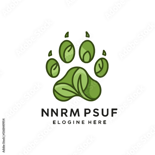 Eco-friendly Paw Print Logo with Leaves