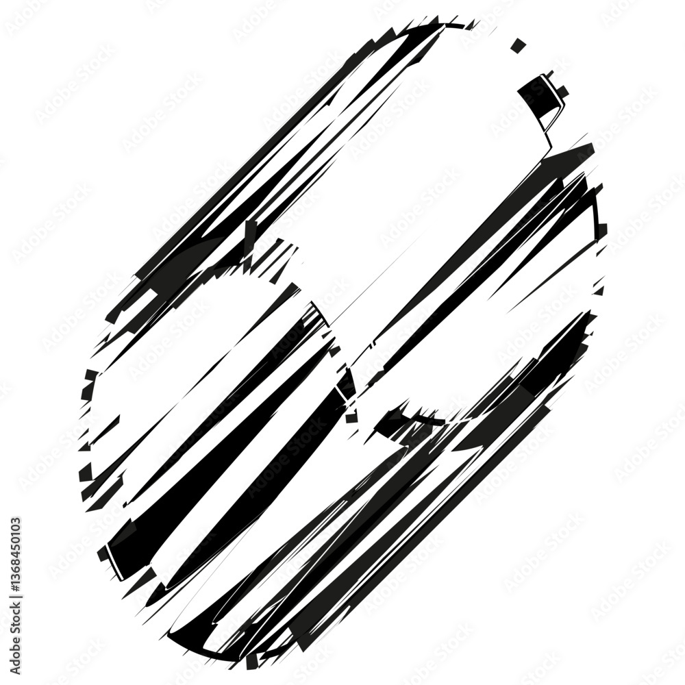 Dynamic shape illustration. Abstract distorted form. Bold textured vector. Black and white layout. Dynamic shape illustration. Abstract distorted form. Bold textured vector. Black and white layout.