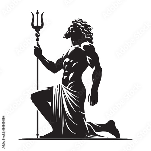 Almighty Zeus silhouette, a symbol of supreme authority - Zeus illustration - Zeus vector - Greek god silhouette

