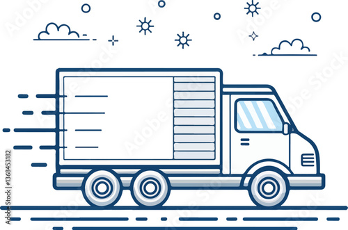 Express Delivery Truck Line Art Icon – Fast Shipping Vector for Apps & Websites