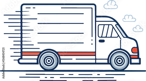 Express Delivery Truck Line Art Icon – Fast Shipping Vector for Apps & Websites
