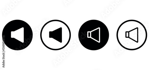 Sound mute icon set. Simple sound volume and audio mute mark symbol design illustration. Volume icon set