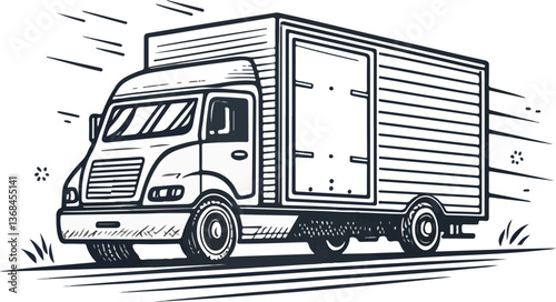 Express Delivery Truck Line Art Icon – Fast Shipping Vector for Apps & Websites