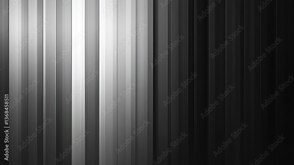 Obraz premium Abstract vertical grayscale stripes with light highlighting.