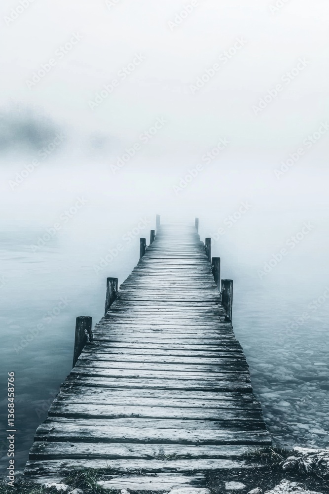 Fototapeta premium Exploring the Serenity of a Dock Amidst a Tranquil Lake Under Diverse Weather Conditions