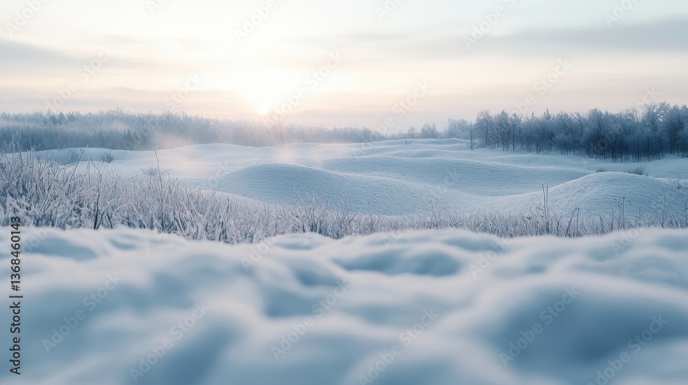 Capturing the Beauty of a Snow Covered Field with Trees Under a Bright and Radiant Sun Capturing the Beauty of a Snow Covered Field with Trees Under a Bright and Radiant Sun