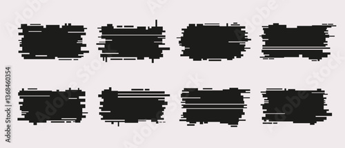 Trendy minimalistic glitch effect frames set