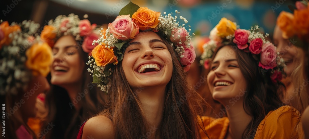 Obraz premium Floral Festival Joy, Flower crowns