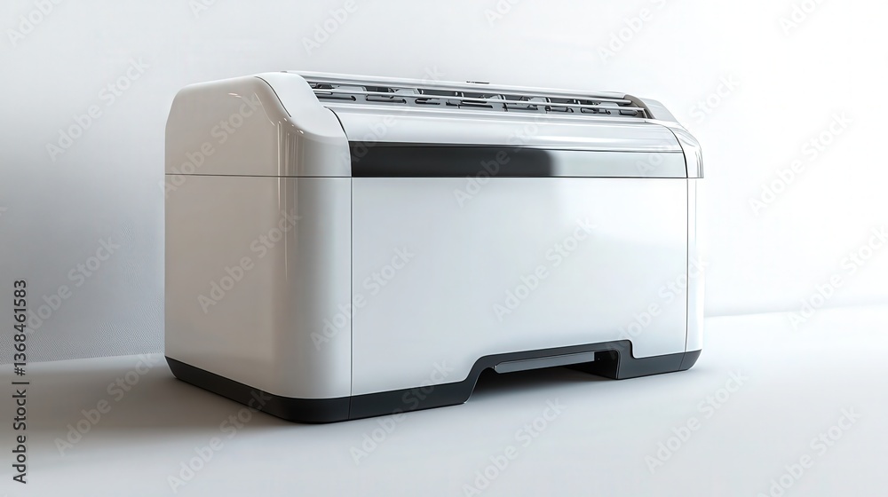 Modern white and black laser printer in a minimalist setting. Modern white and black laser printer in a minimalist setting.
