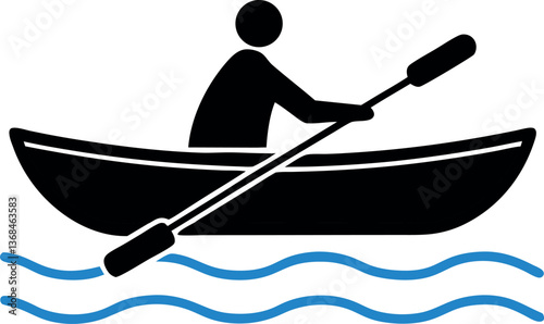 Rowing Boat with Man Outline icon