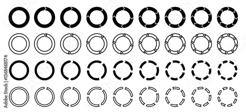 Pie charts diagrams. Set of circles. Infographic element round shape. Vector illustration.