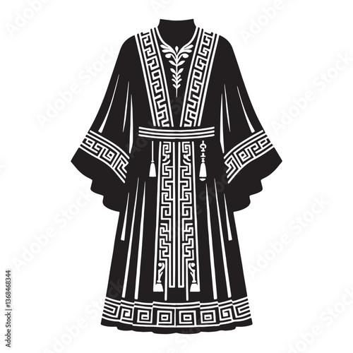 Ancient Greek Priest Robe silhouette, a timeless mark of devotion - Greek Priest Robe illustration - Greek Priest Robe vector - Ancient Greek silhouette - Greek dresses silhouette

