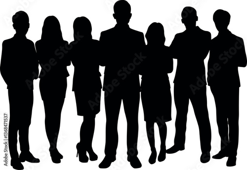Silhouette of Leadership Unity and Diversity. Male Executive Leader Standing with His Team