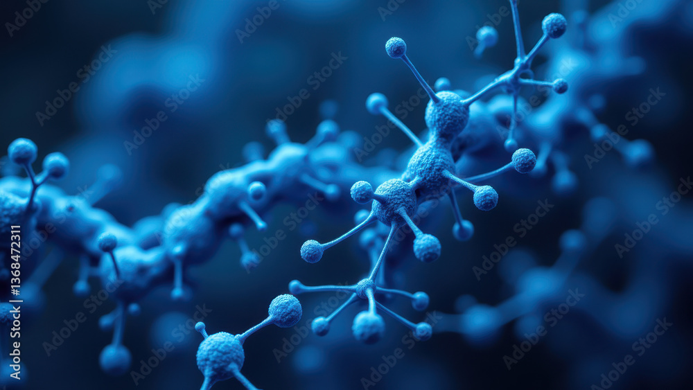 Obraz premium Close-up of blue Nicotinamide Adenine Dinucleotide molecule.