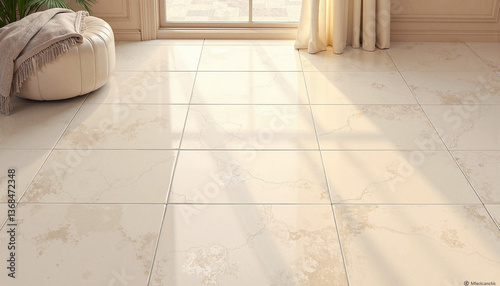 Natural limestone floor with soft ambient glow, serene elegance