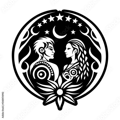 A filled style icon of lovers tattoo