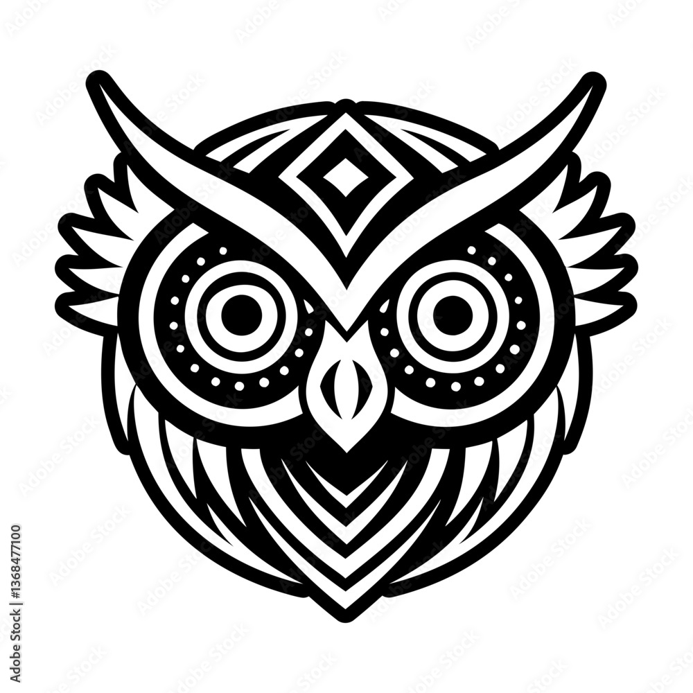 Fototapeta premium A solid style icon of owl head tattoo