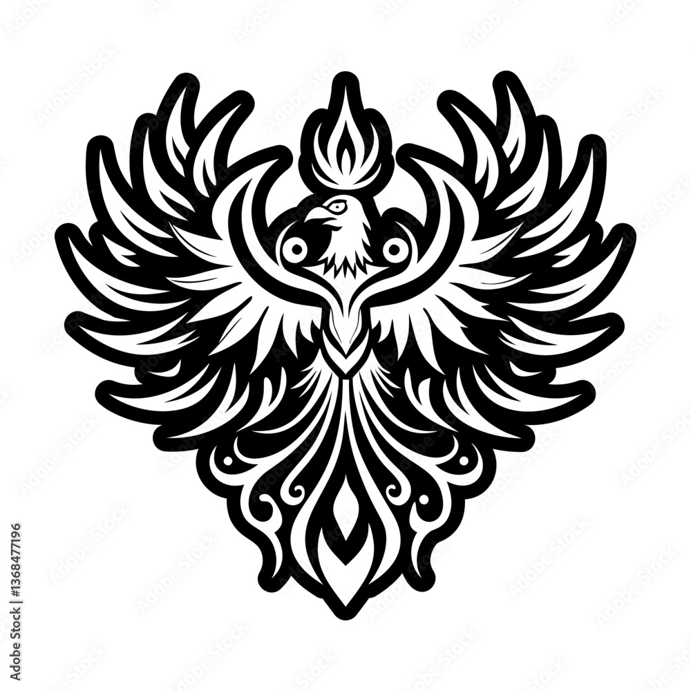 A glyph style icon of phoenix rising symbol A glyph style icon of phoenix rising symbol