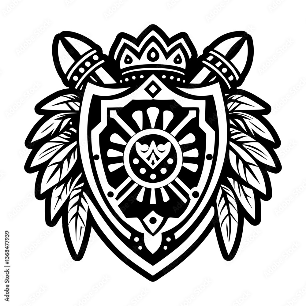 Naklejka premium A solid style icon of warrior shield tattoo