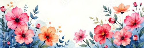 Wallpaper Mural Vibrant watercolor flowers in artistic acrylic painting, colorful, vibrant, floral Torontodigital.ca