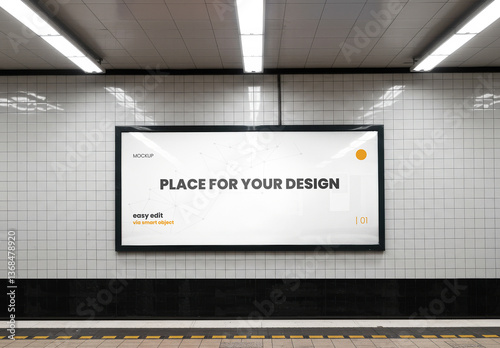 Horizontal Backlight Billboard on Subway Mockup